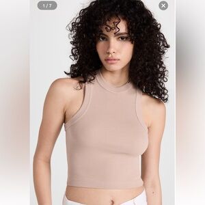 NWT Tibi ribbed T cropped tank XXS sand